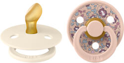 BIBS x LIBERTY Colour anatómiai cumik természetes gumiból 2db - 1-es méret Ivory / Blush