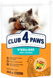 CLUB 4 PAWS Premium Sterilizált Macskáknak Csirkés Száraz Macskaeledel 300 g - lunala-pet