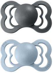 BIBS Supreme szimmetrikus szilikon cumik 2db - 2-es méret Iron / Baby Blue
