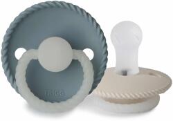 Frigg KÖTÉL KŐ KÉK ÉJ/ZSÁLYA ÉJ CUMIK KETTŐS CSOMAGOLÁSA, 0-6 hónap, SZILIKON STONE BLUE/ CREAM