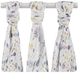 XKKO BMB Bambusz pelenka Digi - Blue Wildflowers, 70x70, MIX 3db