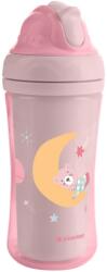 KikkaBoo Szilikon szívószálas pohár 220ml 8hó+ Moony me Pink