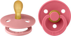 BIBS Colour szimmetrikus cumik természetes gumiból 2 db - 1-es méret Dusty Pink / Coral