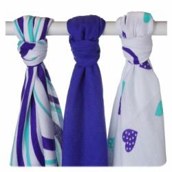 XKKO BMB Bambusz pelenka Hearts&Waves 70x70 - Ocean Blue MIX (3db)