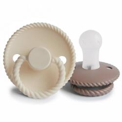 Frigg KÖTÉL KŐ KÉK ÉJ/ZSÁLYA ÉJ CUMIK KETTŐS CSOMAGOLÁSA, 0-6 hónap, SZILIKON CREAM/ SEPIA
