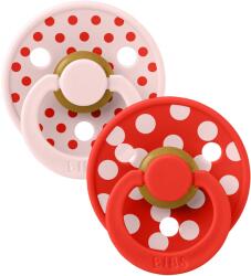 BIBS STUDIO Colour Polka natúr kaucsuk cumik 2 db - 2-es méret Blossom / Candy Apple