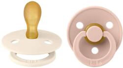 BIBS Colour szimmetrikus cumik természetes gumiból 2 db - 1-es méret Ivory / Blush