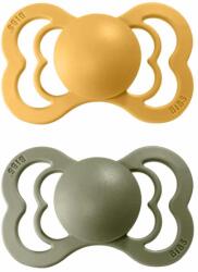 BIBS Supreme szimmetrikus cumik természetes gumiból 2 db - 1-es méret Honey Bee / Olive