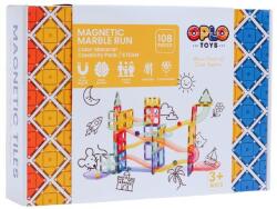 Oplo Toys mágneses építőjáték - Macaron golyópálya 108 db