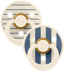 BIBS STUDIO Colour Pin természetes gumi cumik 2 db - 2-es méret Ivory Steel Blue Mix