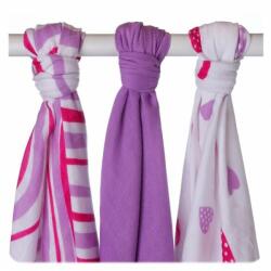 XKKO BMB Bambusz pelenka Hearts&Waves 70x70 - Lilac MIX (3 db)