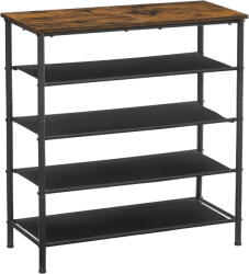 VASAGLE Suport pantofi VASAGLE cu 5 niveluri si blat, 75x30x91 cm, maro rustic (EZ-LBS036B01) Pantofar