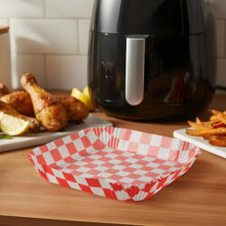Bewello Air fryer sütőpapír - olaj nélküli sütőhöz - kockás, négyzet - 20 cm - 50 db / csomag (BW1030A) (BW1030A)