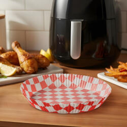Bewello Air fryer sütőpapír - olaj nélküli sütőhöz - kockás, kör - 20 cm - 50 db / csomag (BW1032A) (BW1032A)