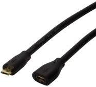 LogiLink USB 2.0 kábel, Micro-USB/M - Micro-USB/F, fekete, 1 m (CU0121)