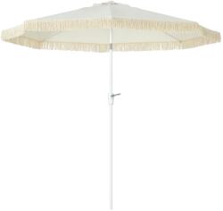 Outsunny Umbrelă de Grădină Înclinabilă cu Franjuri, Manivelă şi Tijă în 2 Secţiuni, Ø2.65x2.45 m, Alb | Aosom Romania (84D-300V00WT)