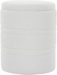 HOMCOM Taburet Rotund Tip Pouf cu Spațiu de Depozitare 33L din Sherpa cu Capac, Capacitate 120kg, Living, Hol, Alb | Aosom Romania (838-645V00WT)
