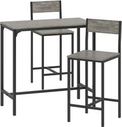HOMCOM Set masă de bar cu taburete, masă înaltă cu 2 taburete de bar, suport pentru picioare și spătare, gri | Aosom Romania (835-135V00CG)