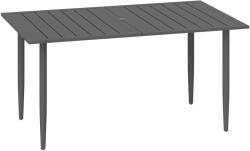 Outsunny Masă de Grădină Dreptunghiulară 150x90x73 cm, Masă de Dining pentru 6 Persoane cu Design cu Lamele și Gaură pentru Umbrelă din Oțel, Pentru Terasă, Balcon și Exterior, Negru | Aosom Romania (84G-740V0