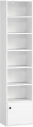 HOMCOM Bibliotecă de 7 Niveluri Etajeră Modernă pentru Cărți cu Polițe Deschise și Ușă 40x30x180 cm Alb | Aosom Romania (836-652V00WT) Raft