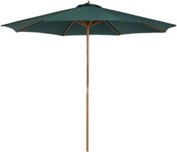Outsunny Umbrelă de Grădină cu Deschidere cu Șnur, Stâlp din Lemn și Înveliș din Poliester, Ø300x250 cm, Verde Închis | Aosom Romania (01-0243)