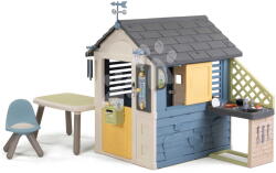 Smoby Căsuță stație meteo cu bucătărie de vară 4 Seasons Playhouse Smoby cu carillon, anemometru și termometru cu filtru UV, de la 24 luni (SM810311-J) Casuta pentru copii