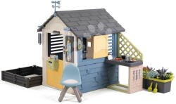 Smoby Căsuță stație meteo cu lampă deasupra intrării 4 Seasons Playhouse Smoby cu carillon, anemometru și termometru cu filtru UV, de la 24 luni (SM810311-G) Casuta pentru copii