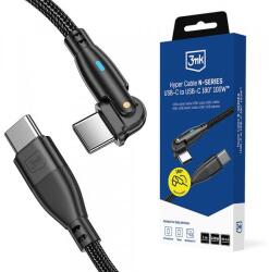 3mk Protection Cablu Date si Incarcare USB-C - USB-C 3MK Hyper N Angled, 100W, 1m, Negru - evomag