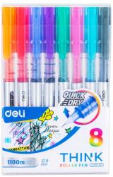 Deli Set 8 rollere Free Ink Deli, 0.5 mm, uscare rapida (DLEQ300-8C)