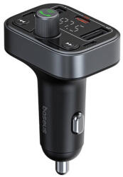 Baseus S-09 Pro, Bluetooth FM Transmitter, töltő, kihangosító fekete