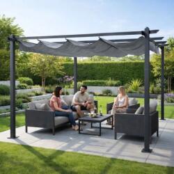 MultiGarden kerti acél pergola pavilon tetővel 3x4m - szürke (DN-FG-632-4)