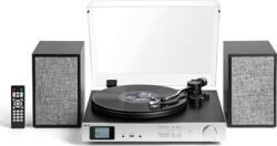 AKAI Pick-up stereo AKAI ATT-500SP cu difuzoare externe, Boxe incluse, Bluetooth, Functie Inregistrare PC (Encoding), 3 Viteze 33/45/78 RPM, Negru/Argintiu (att-500sp)