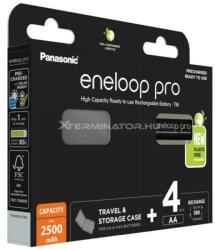 Panasonic Eneloop PRO AA 2500mAh 4 db újratölthető elem + doboz (BK-3HCDE/4CP+CASE) (BK-3HCDE/4CP+CASE)