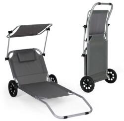 MultiGarden gurulós összecsukható napozóágy tetővel, 120kg - szürke (TF5306)