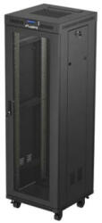 Lanberg FF01-6637-23BL 19" 37U SZÉL: 600mm MÉLY: 600mm MAG: 1898mm lapraszerelt LCD hálós fémajtós fekete álló rack szekrény - pcx
