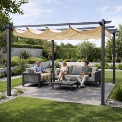 MultiGarden kerti terasz pergola acél pavilon tetővel 3x4m - bézs (DN-FG-632-3)