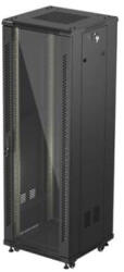 Lanberg FF01-6637-12B 19" 37U SZÉL: 600mm MÉLY: 600mm MAG: 1826mm lapraszerelt üvegajtós fekete álló rack szekrény - pcx