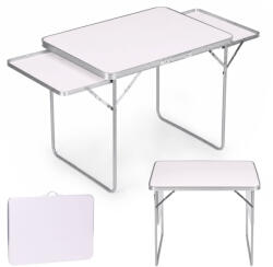 MultiGarden Kerti asztal, MultiGarden SMI-CT806-5, fehér, 120 x 60 cm, barna, összecsukható, bőrönddé hajtható, 2 polccal, acél váz, MDF asztallap, teherbírás: 10 kg (TF5303)