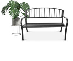 Bauerkraft Kerti pad, Bauerkraft G-414, fekete, 125 x 53 x 82 cm, acél és öntöttvas, háttámlával, időjárásálló, teherbírás: 180 kg (TF4238)