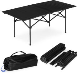 MultiGarden Kerti asztal, MultiGarden XLP150-120-1, fekete, 120 x 55 cm, magasság: 49 cm, összecsukható, szénacél váz, feltekerhető lamellás lap, hordtáskával, teherbírás: 20 kg (TF5150)