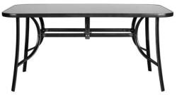  Kerti asztal, Standard XL, fekete, 150 x 90 cm, magasság: 70 cm, porszórt acél váz, üveglap, időjárásálló (3EXN0042)