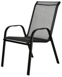  Kerti szék, Zanada, fekete, 54 x 72 x 90 cm, rakásolható, porszórt acél váz, textil ülőfelület, időjárásálló (3EXN0035)