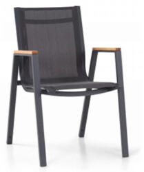  Kerti szék, Malibu, szürke, 55 x 66 x 87 cm, rakásolható, alumínium váz, artwood karfa, textil ülő- és háttámla, időjárásálló kivitelű (3EXN0039)