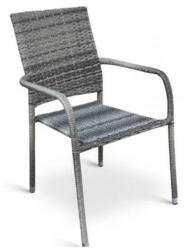  Kerti szék, Mia, szürke, 55 x 64 x 87 cm, acél váz, szintetikus rattan fonat, időjárásálló (3EXN0027)