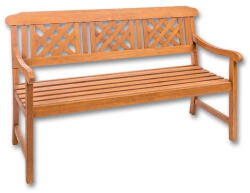  Kerti pad, Orlando, barna, 145, 6 x 62, 5 x 86, 5 cm, tömör eukaliptuszfa, háttámlával, 3 személyes, FSC tanúsítvánnyal, időjárásálló (2NAB2173)