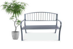 Bauerkraft Kerti pad, Bauerkraft G-823, szürke, 125 x 53 x 82 cm, acél és öntöttvas, háttámlával, időjárásálló, teherbírás: 180 kg (TF4240)