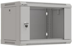 Lanberg WF03-5306-10S 19" 6U SZÉL: 540mm MÉLY: 350mm MAG: 370mm lapraszerelt üvegajtós szürke fali rack szekrény - pcx