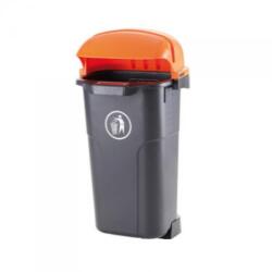 Europlast Kuka 50l fekete test, narancs tető kültéri utcai szemetes oszlop nélkül