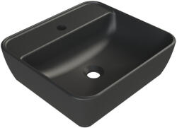 CeraStyle ONE - PULTRA ültethető - Top Counter - porcelán mosdó - - MATT FEKETE - 46 x 42 cm (OC021E71U05) - watermarkt