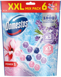 Domestos Power5 WC frissítő blokk mix, Magnolia / Lavender (6x50 g)